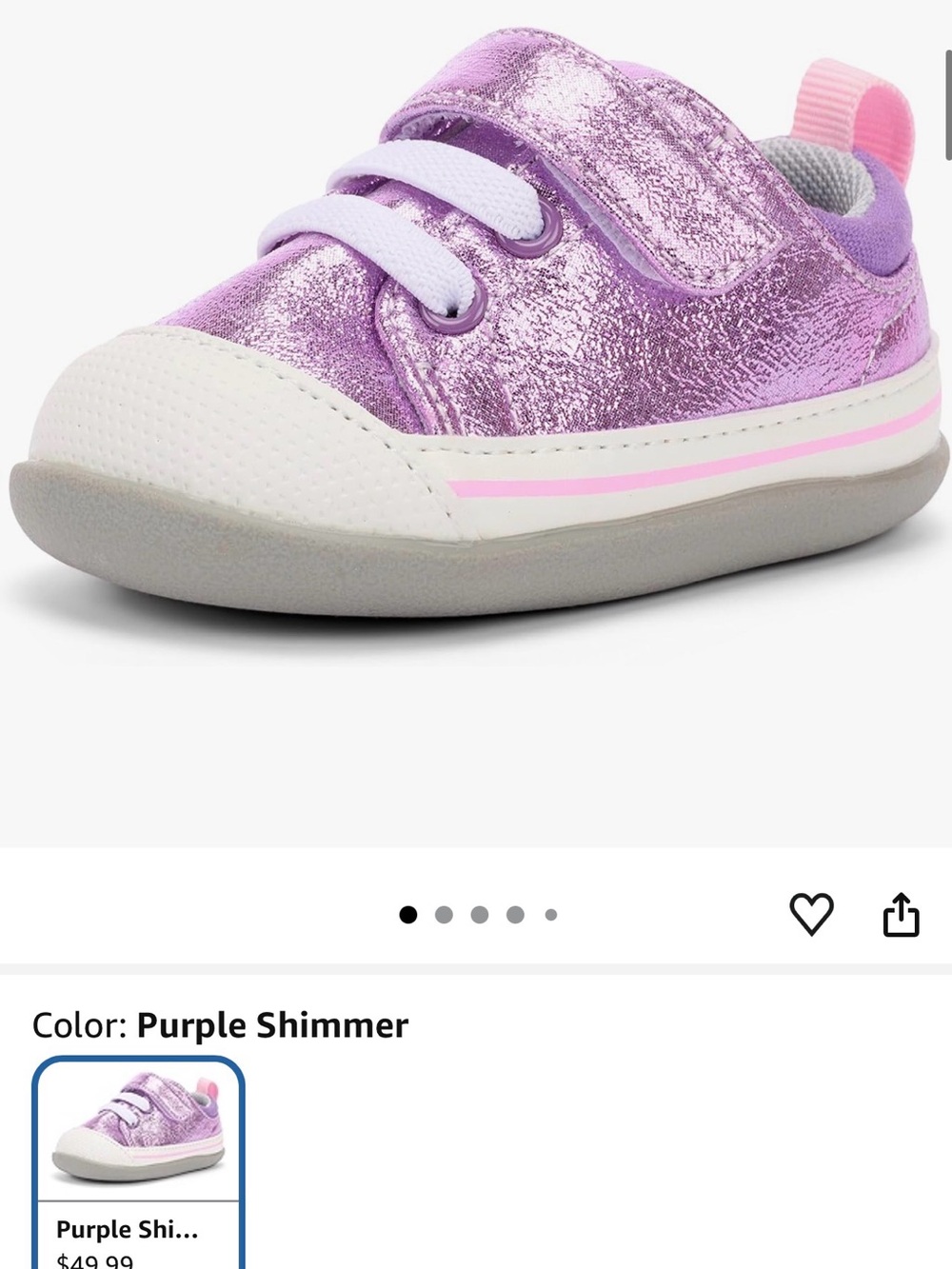See Kai Run Purple Shimmer Toddler Sneaker with Pink Accent